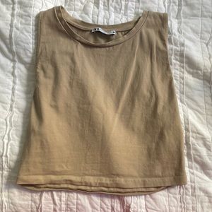Tan cropped Zara tank top